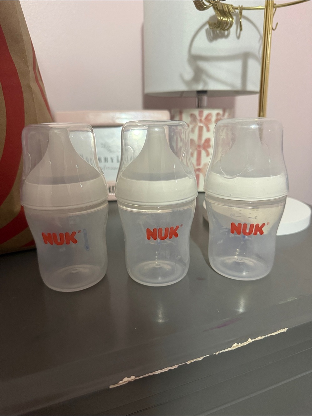NUK White Baby Bottle 3-Pack with Soft Nipples